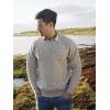 Aran Crafts Unisex Irish Cable Knitted Crew Neck Sweater (100% Merino Wool)(Oatmeal)
