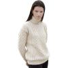 Aran Crafts Unisex Irish Cable Knitted Soft Roll Neck Sweater (100% Merino Wool)(Natural)
