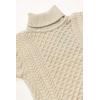 Aran Crafts Unisex Irish Cable Knitted Soft Roll Neck Sweater (100% Merino Wool)(Natural)