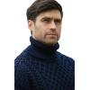 Aran Crafts Unisex Irish Cable Knitted Soft Roll Neck Sweater (100% Merino Wool)(Navy)