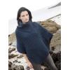 Aran Crafts Women’s Cable Knit Buttoned Cowl Neck Poncho (100% Merino Wool)(Mallard Blue)