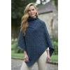 Aran Crafts Women’s Cable Knit Buttoned Cowl Neck Poncho (100% Merino Wool)(Mallard Blue)