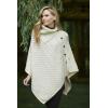 Aran Crafts Women’s Cable Knit Buttoned Cowl Neck Poncho (100% Merino Wool)(Natural)