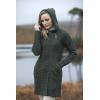 Aran Crafts Women’s Cable Knit Long Hooded Side Zip Coat (100% Merino Wool)(Army Green)