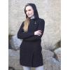 Aran Crafts Women’s Cable Knit Long Hooded Side Zip Coat (100% Merino Wool)(Navy)