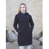 Aran Crafts Women’s Cable Knit Long Hooded Side Zip Coat (100% Merino Wool)(Navy)