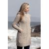 Aran Crafts Women’s Cable Knit Long Hooded Side Zip Coat (100% Merino Wool)(Oatmeal Nep)