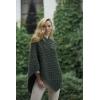 Aran Crafts Women’s Cable Knit Nua Button Poncho (100% Super Soft Merino Wool)(Green)