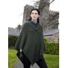 Aran Crafts Women’s Cable Knit Nua Button Poncho (100% Super Soft Merino Wool)(Green)
