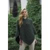 Aran Crafts Women’s Cable Knit Nua Button Poncho (100% Super Soft Merino Wool)(Green)