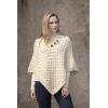 Aran Crafts Women’s Cable Knit Nua Button Poncho (100% Super Soft Merino Wool)(Natural)