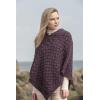 Aran Crafts Women’s Cable Knit Nua Button Poncho (100% Super Soft Merino Wool)(Plum)
