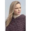 Aran Crafts Women’s Cable Knit Nua Button Poncho (100% Super Soft Merino Wool)(Plum)