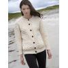 Aran Crafts Women’s Cable Knit Soft Buttoned Lumber Jacket (100% Merino Wool)(Natural)