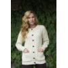 Aran Crafts Women’s Cable Knit Soft Buttoned Lumber Jacket (100% Merino Wool)(Natural)