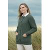 Aran Crafts Women’s Cable Knit Soft Buttoned Lumber Jacket (100% Merino Wool)(Tundra Green)