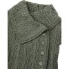 Aran Crafts Women’s Cable Knit Soft Collar 3 Button Coat (100% Merino Wool)(Army Green)