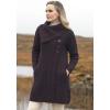 Aran Crafts Women’s Cable Knit Soft Collar 3 Button Coat (100% Merino Wool)(Damson)