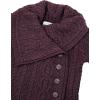 Aran Crafts Women’s Cable Knit Soft Collar 3 Button Coat (100% Merino Wool)(Damson)