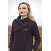 Aran Crafts Women’s Cable Knit Soft Collar 3 Button Coat (100% Merino Wool)(Damson)