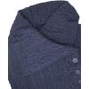 Aran Crafts Women’s Cable Knit Soft Collar 3 Button Coat (100% Merino Wool)(Navy)