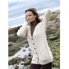 Aran Crafts Women’s Irish Cable Knit Soft Buttoned Cardigan (100% Merino Wool)(Natural)