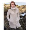 Aran Crafts Women’s Irish Cable Knitted Double Collar Coat (100% Merino Wool)(Parsnip)
