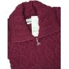 Aran Crafts Women’s Irish Cable Knitted Double Collar Coat (100% Merino Wool)(Wine)