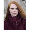 Aran Crafts Women’s Irish Cable Knitted Double Collar Coat (100% Merino Wool)(Wine)