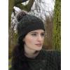 Aran Crafts Women’s Irish Cable Knitted Soft Pom Faux Fur Hat (100% Merino Wool)(Army Green)