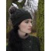 Aran Crafts Women’s Irish Cable Knitted Soft Pom Faux Fur Hat (100% Merino Wool)(Army Green)