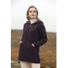 Aran Crafts Women’s Irish Cable Knitted Wool Hooded Zip Coat (100% Merino Wool)(Damson)