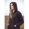 Aran Crafts Women’s Irish Cable Knitted Wool Hooded Zip Coat (100% Merino Wool)(Damson)