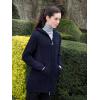 Aran Crafts Women’s Irish Cable Knitted Wool Hooded Zip Coat (100% Merino Wool)(Navy)