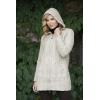 Aran Crafts Women’s Irish Cable Knitted Wool Hooded Zip Coat (100% Merino Wool)(Parsnip)