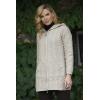 Aran Crafts Women’s Irish Cable Knitted Wool Hooded Zip Coat (100% Merino Wool)(Parsnip)