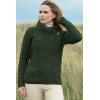 Aran Crafts Women’s Irish Cable Knitted Wool Side Zip Cardigan (100% Merino Wool)(Army Green)
