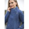 Aran Crafts Women’s Irish Cable Knitted Wool Side Zip Cardigan (100% Merino Wool)(Blue Marl)