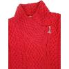 Aran Crafts Women’s Irish Cable Knitted Wool Side Zip Cardigan (100% Merino Wool)(Cherry Red)