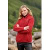 Aran Crafts Women’s Irish Cable Knitted Wool Side Zip Cardigan (100% Merino Wool)(Cherry Red)