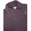 Aran Crafts Women’s Irish Cable Knitted Wool Side Zip Cardigan (100% Merino Wool)(Damson)