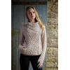 Aran Crafts Women’s Irish Cable Knitted Wool Side Zip Cardigan (100% Merino Wool)(Parsnip)