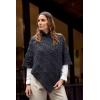 Aran Crafts Women’s Irish Soft Cable Knitted Poncho Cape (100% Merino Wool)(Charcoal)