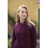 Aran Crafts Women’s Irish Soft Cable Knitted Side Zip Coat (100% Merino Wool)(Wine)