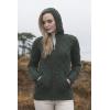 Aran Crafts Women’s Soft Cable Knit Honeycomb Hood Cardigan (100% Merino Wool)(Army Green)