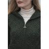 Aran Crafts Women’s Soft Cable Knit Honeycomb Hood Cardigan (100% Merino Wool)(Army Green)