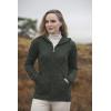 Aran Crafts Women’s Soft Cable Knit Honeycomb Hood Cardigan (100% Merino Wool)(Army Green)