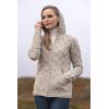 Aran Crafts Women’s Soft Cable Knit Honeycomb Hood Cardigan (100% Merino Wool)(Oatmeal)