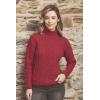 Aran Crafts Women’s Traditional Irish Funnel Neck Sweater (100% Merino Wool)(Cherry)