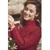 Aran Crafts Women’s Traditional Irish Funnel Neck Sweater (100% Merino Wool)(Cherry)